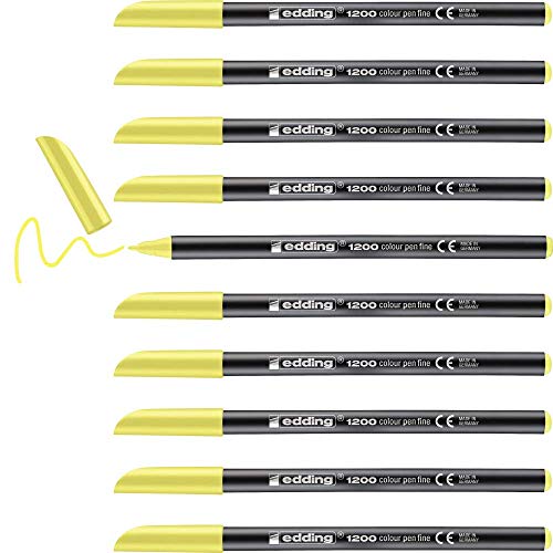 edding 1200 Fasermaler fein - neon-gelb - 10 Stifte - Rundspitze 1 mm - Filzstift zum Zeichnen und Schreiben - für Schule, Mandala edding 1200 Fasermaler fein - neon-gelb - 10 Stifte - Rundspitze 1 mm - Filzstift zum Zeichnen und Schreiben - für Schule, Mandala von edding