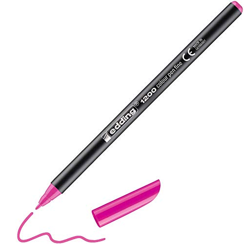 edding 1200 Fasermaler fein - neon-pink - 1 Stift - Rundspitze 1 mm - Filzstift zum Zeichnen und Schreiben - für Schule, Mandala von edding