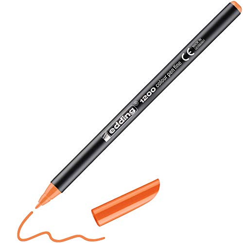 edding 1200 Fasermaler fein - orange - 1 Stift - Rundspitze 1 mm - Filzstift zum Zeichnen und Schreiben - für Schule, Mandala von edding