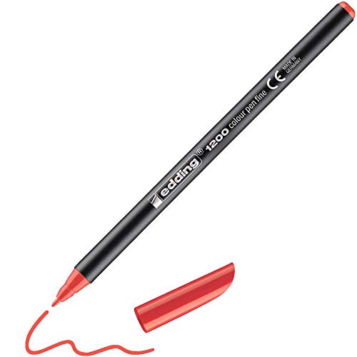 edding 1200 Fasermaler fein - rot - 1 Stift - Rundspitze 1 mm - Filzstift zum Zeichnen und Schreiben - für Schule, Mandala von edding