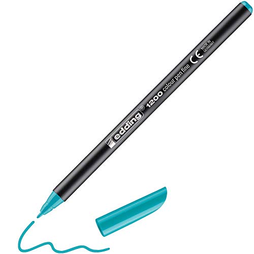edding 1200 Fasermaler fein - türkis (blau) - 1 Stift - Rundspitze 1 mm - Filzstift zum Zeichnen und Schreiben - für Schule, Mandala von edding