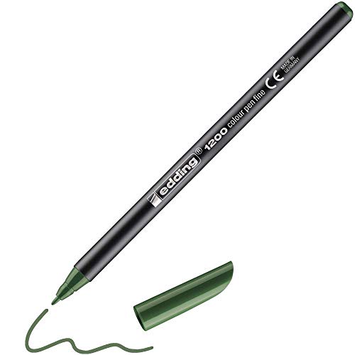 edding 1200Fasermaler fein - oliv-grün - 1 Stift - Rundspitze 1 mm - Filzstift zum Zeichnen und Schreiben - für Schule, Mandala von edding