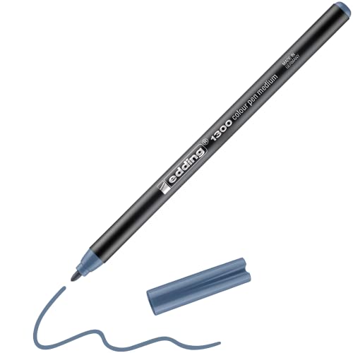 edding 1300 Fasermaler medium - blaugrau - 1 Stift - Rundspitze 2 mm - Filzstift zum Zeichnen und Schreiben - Filzstift für Schule, Mandala, Bullet Journal von edding