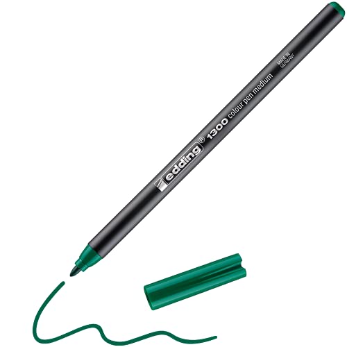 edding 1300 Fasermaler medium - grün - 1 Stift - Rundspitze 2 mm - Filzstift zum Zeichnen und Schreiben - Filzstift für Schule, Mandala, Bullet Journal von edding