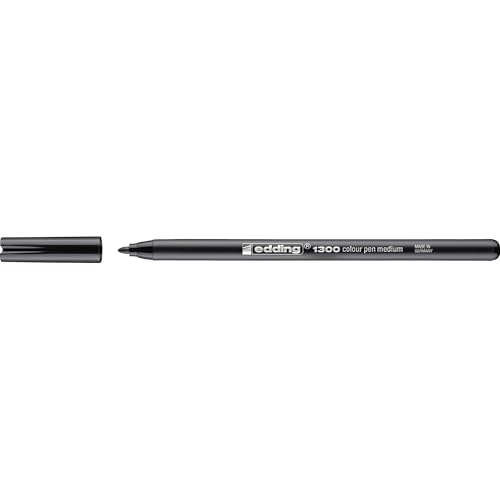 edding 1300 Fasermaler medium - schwarz - 1 Stift - Rundspitze 2 mm - Filzstift zum Zeichnen und Schreiben - Filzstift für Schule, Mandala, Bullet Journal von edding