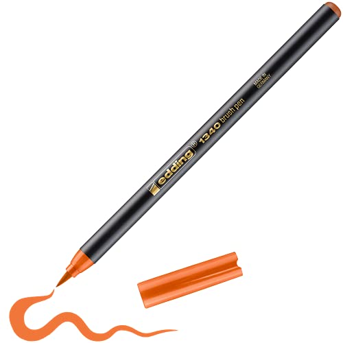 edding 1340 Pinselstift - orange - 1 Stift - flexible Pinselspitze - Filzstift zum Malen, Schreiben und Zeichnen - Bullet Journals, Hand-Lettering, Mandalas, Kalligraphie von edding