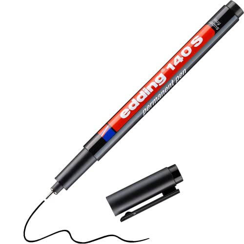 edding 140 S Permanenter Folienschreiber - schwarz - 1 Stift - Rundspitze 0,3 mm - Stift zum Schreiben auf Glas, Kunststoff, Folien und glatten Oberflächen - schnelltrocknend, wisch- und wasserfest von edding