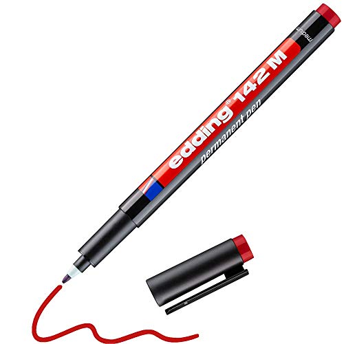 edding 142 M Permanenter Folienschreiber - rot - 1 Stift - Rundspitze 1 mm - Stift zum Schreiben auf Glas, Kunststoff, Folien und glatten Oberflächen - schnelltrocknend, wisch- und wasserfest edding 142 M Permanenter Folienschreiber - rot - 1 Stift - Rundspitze 1 mm - Stift zum Schreiben auf Glas, Kunststoff, Folien und glatten Oberflächen - schnelltrocknend, wisch- und wasserfest von edding