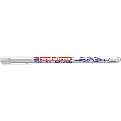 edding 1500 Pastellstift - weiß - 1 Stift - Rundspitze 1-3 mm - leicht-transparenter Fasermaler - zum Malen, Schreiben und Zeichnen auf schwarzem, dunklen und hellem Papier und Karton von edding