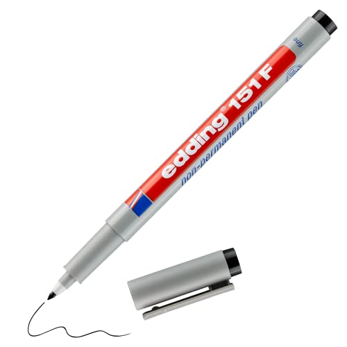 edding 151 F non-permanenter Folienschreiber - schwarz - 1 Stift - Rundspitze 0,6 mm - Stift zum Schreiben auf Glas,Kunststoff,Folien und glatten Oberflächen-schnelltrocknend, mit Wasser korrigierbar edding 151 F non-permanenter Folienschreiber - schwarz - 1 Stift - Rundspitze 0,6 mm - Stift zum Schreiben auf Glas,Kunststoff,Folien und glatten Oberflächen-schnelltrocknend, mit Wasser korrigierbar von edding