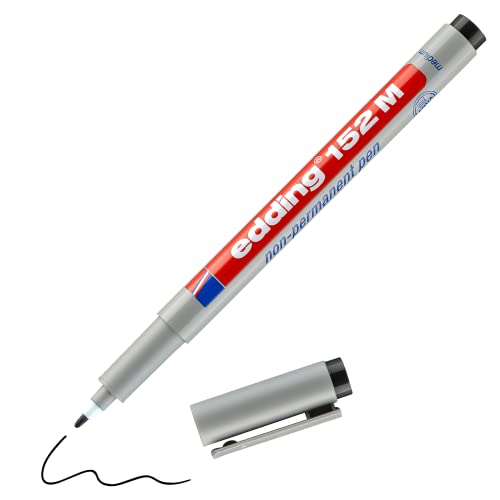 edding 152 M non-permanenter Folienschreiber - schwarz - 1 Stück - Rundspitze 1 mm - Stift zum Schreiben auf Glas, Kunststoff, Folien und glatten Oberflächen -schnelltrocknend, mit Wasser korrigierbar edding 152 M non-permanenter Folienschreiber - schwarz - 1 Stück - Rundspitze 1 mm - Stift zum Schreiben auf Glas, Kunststoff, Folien und glatten Oberflächen -schnelltrocknend, mit Wasser korrigierbar von edding