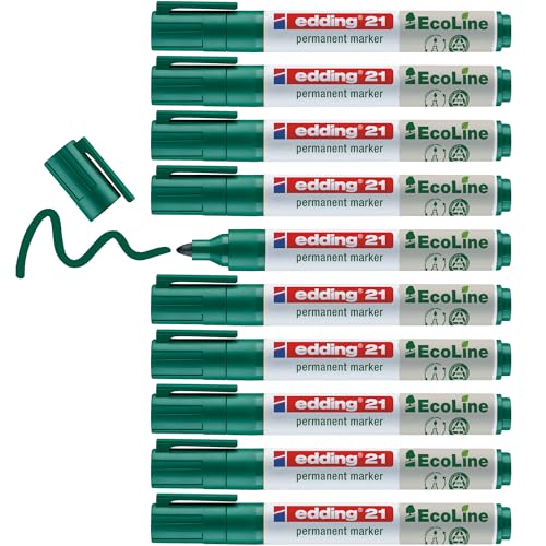 edding 21 Ecoline Permanentmarker - grün - 10 Stifte - Rund-Spitze 1,5-3 mm - schnell trocknender Permanent Marker - wasserfest, wischfest - für Karton, Kunststoff, Holz, Metall - Universalmarker edding 21 Ecoline Permanentmarker - grün - 10 Stifte - Rund-Spitze 1,5-3 mm - schnell trocknender Permanent Marker - wasserfest, wischfest - für Karton, Kunststoff, Holz, Metall - Universalmarker von edding