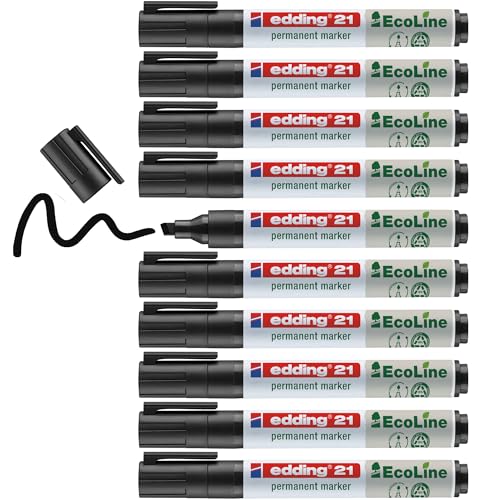 edding 21 Ecoline Permanentmarker - schwarz - 10 Stifte - Rund-Spitze 1,5-3 mm - schnell trocknender Permanent Marker - wasserfest, wischfest - für Karton, Kunststoff, Holz, Metall - Universalmarker edding 21 Ecoline Permanentmarker - schwarz - 10 Stifte - Rund-Spitze 1,5-3 mm - schnell trocknender Permanent Marker - wasserfest, wischfest - für Karton, Kunststoff, Holz, Metall - Universalmarker von edding