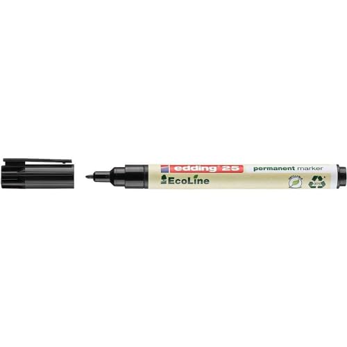edding 25 EcoLine permanent marker - black - 1 pen - round nib 1 mm - waterproof, quick-drying, smear-proof pens - for cardboard, plastic, glass, wood, metal and fabric - refillable edding 25 EcoLine permanent marker - black - 1 pen - round nib 1 mm - waterproof, quick-drying, smear-proof pens - for cardboard, plastic, glass, wood, metal and fabric - refillable von edding