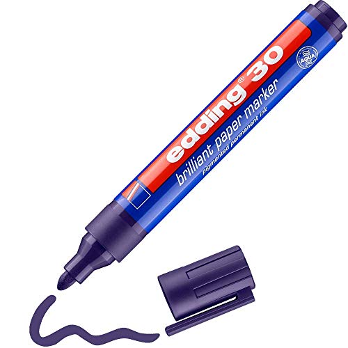 edding 30 Brillant-Papiermarker - violett - 1 Permanent Marker wasserfest - Rundspitze 1,5-3 mm - leuchtende Farben - lichtbeständige Markierung auf Papier, Karton, Kunststoff, Metall oder Glas von edding