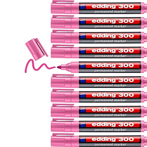 edding 300 Permanentmarker - pink - 10 Stifte - Rundspitze 1,5-3 mm - wasserfest, schnell-trocknend - wischfest - für Karton, Kunststoff, Glas, Holz, Metall, Glas edding 300 Permanentmarker - pink - 10 Stifte - Rundspitze 1,5-3 mm - wasserfest, schnell-trocknend - wischfest - für Karton, Kunststoff, Glas, Holz, Metall, Glas von edding