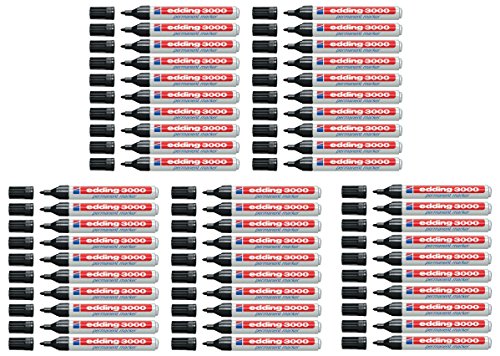 edding 3000 Permanentmarker (zur Beschriftung und Markierung von fast allen Oberflächen) nachfüllbarer, wasserfester und lichtbeständiger Marker - Strichbreite: 1,5 - 3mm (50er Karton) von edding