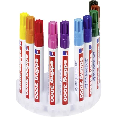 edding 3000 Permanentmarker - 10 Stifte in Stiftehalter - Rund-Spitze 1,5-3 mm - schnell trocknender Permanent Marker - wasserfest, wischfest - für Karton, Kunststoff, Holz, Metall - Universalmarker edding 3000 Permanentmarker - 10 Stifte in Stiftehalter - Rund-Spitze 1,5-3 mm - schnell trocknender Permanent Marker - wasserfest, wischfest - für Karton, Kunststoff, Holz, Metall - Universalmarker von edding