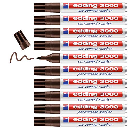 edding 3000 Permanentmarker - dunkel-braun - 10 Stifte - Rund-Spitze 1,5-3 mm - schnell trocknender Permanent Marker - wasserfest, wischfest - für Karton, Kunststoff, Holz, Metall - Universalmarker edding 3000 Permanentmarker - dunkel-braun - 10 Stifte - Rund-Spitze 1,5-3 mm - schnell trocknender Permanent Marker - wasserfest, wischfest - für Karton, Kunststoff, Holz, Metall - Universalmarker von edding