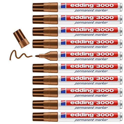 edding 3000 Permanentmarker - ocker- 10 Stifte - Rund-Spitze 1,5-3 mm - schnell trocknender Permanent Marker - wasserfest, wischfest - für Karton, Kunststoff, Holz, Metall - Universalmarker edding 3000 Permanentmarker - ocker- 10 Stifte - Rund-Spitze 1,5-3 mm - schnell trocknender Permanent Marker - wasserfest, wischfest - für Karton, Kunststoff, Holz, Metall - Universalmarker von edding