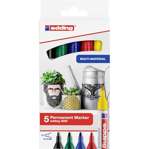 Edding 3000 4-3000-5 Permanentmarker Schwarz, Blau, Rot, Grün, Gelb wasserfest: Ja Edding 3000 4-3000-5 Permanentmarker Schwarz, Blau, Rot, Grün, Gelb wasserfest: Ja von edding