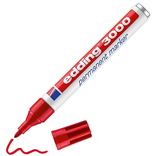 edding 3000 Permanentmarker - rot - 1 Stift - Rund-Spitze 1,5-3 mm - schnell trocknender Permanent Marker - wasserfest, wischfest - für Karton, Kunststoff, Holz, Metall - Universalmarker edding 3000 Permanentmarker - rot - 1 Stift - Rund-Spitze 1,5-3 mm - schnell trocknender Permanent Marker - wasserfest, wischfest - für Karton, Kunststoff, Holz, Metall - Universalmarker von edding