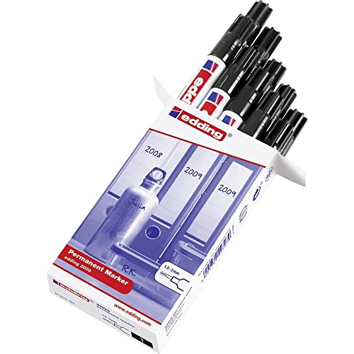 edding 3000 Permanentmarker - schwarz - 10 Stifte - Rund-Spitze 1,5-3 mm - schnell trocknender Permanent Marker - wasserfest, wischfest - für Karton, Kunststoff, Holz, Metall - Universalmarker edding 3000 Permanentmarker - schwarz - 10 Stifte - Rund-Spitze 1,5-3 mm - schnell trocknender Permanent Marker - wasserfest, wischfest - für Karton, Kunststoff, Holz, Metall - Universalmarker von edding