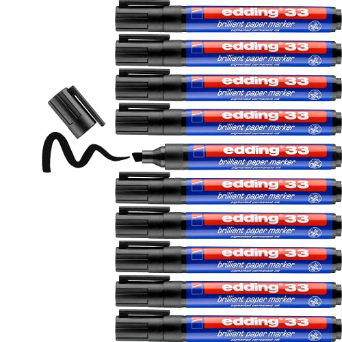 edding 33 brillante Papiermarker - schwarz - 10 wasserfeste Permanentmarker - Keilspitze 1-5 mm - lebendige Farben - lichtechte Markierung auf Papier, Karton, Karton, Kunststoff, Metall und Glas, 4-33001 edding 33 brillante Papiermarker - schwarz - 10 wasserfeste Permanentmarker - Keilspitze 1-5 mm - lebendige Farben - lichtechte Markierung auf Papier, Karton, Karton, Kunststoff, Metall und Glas, 4-33001 von edding