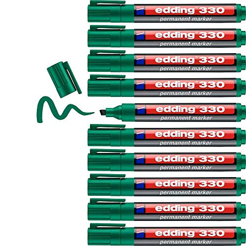 edding 330 Permanentmarker - grün - 10 Stifte - Keil-Spitze 1-5 mm - wasserfest, schnell-trocknend - wischfest - für Karton, Kunststoff, Glas, Holz, Metall, Glas edding 330 Permanentmarker - grün - 10 Stifte - Keil-Spitze 1-5 mm - wasserfest, schnell-trocknend - wischfest - für Karton, Kunststoff, Glas, Holz, Metall, Glas von edding