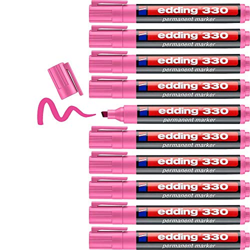edding 330 Permanentmarker - pink - 10 Stifte - Keil-Spitze 1-5 mm - wasserfest, schnell-trocknend - wischfest - für Karton, Kunststoff, Glas, Holz, Metall, Glas edding 330 Permanentmarker - pink - 10 Stifte - Keil-Spitze 1-5 mm - wasserfest, schnell-trocknend - wischfest - für Karton, Kunststoff, Glas, Holz, Metall, Glas von edding