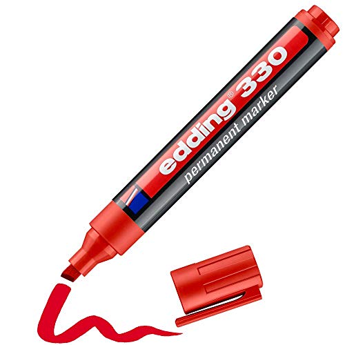 edding 330 Permanentmarker - rot - 1 Stift - Keil-Spitze 1-5 mm - wasserfest, schnell-trocknend - wischfest - für Karton, Kunststoff, Glas, Holz, Metall, Glas edding 330 Permanentmarker - rot - 1 Stift - Keil-Spitze 1-5 mm - wasserfest, schnell-trocknend - wischfest - für Karton, Kunststoff, Glas, Holz, Metall, Glas von edding