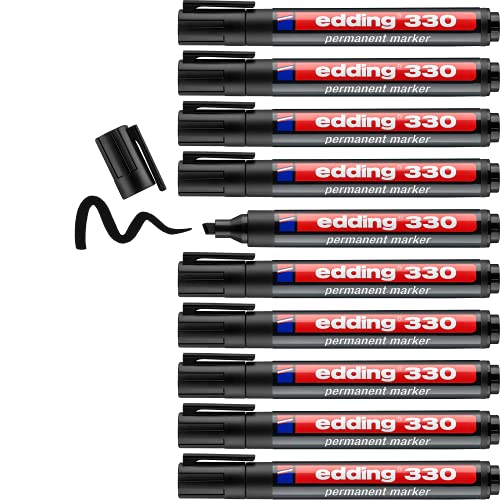 edding 330 Permanentmarker - schwarz - 10 Stifte - Keil-Spitze 1-5 mm - wasserfest, schnell-trocknend - wischfest - für Karton, Kunststoff, Glas, Holz, Metall, Glas edding 330 Permanentmarker - schwarz - 10 Stifte - Keil-Spitze 1-5 mm - wasserfest, schnell-trocknend - wischfest - für Karton, Kunststoff, Glas, Holz, Metall, Glas von edding