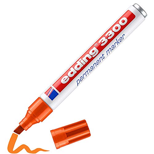 edding 3300 permanent marker - orange - 1 pen - chisel nib 1-5 mm - quick-drying permanent markers - waterproof, smudge-proof - for cardboard, plastic, wood, metal, fabric - marker pens edding 3300 permanent marker - orange - 1 pen - chisel nib 1-5 mm - quick-drying permanent markers - waterproof, smudge-proof - for cardboard, plastic, wood, metal, fabric - marker pens von edding