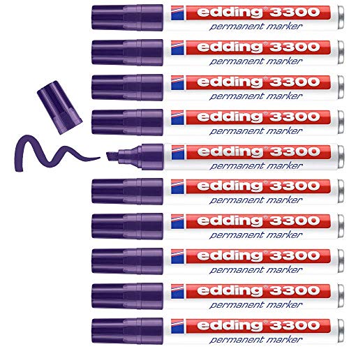 edding 3300 Permanentmarker - violett - 10 Stifte - Keil-Spitze 1-5 mm - schnell trocknender Permanent Marker - wasserfest, wischfest - für Karton, Kunststoff, Holz, Metall - Universalmarker edding 3300 Permanentmarker - violett - 10 Stifte - Keil-Spitze 1-5 mm - schnell trocknender Permanent Marker - wasserfest, wischfest - für Karton, Kunststoff, Holz, Metall - Universalmarker von edding