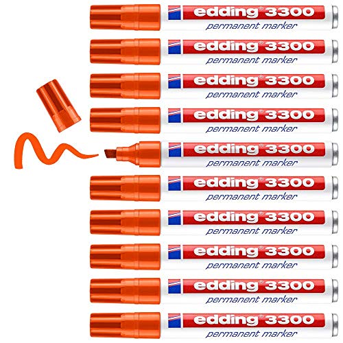 edding 3300 Permanentmarker - orange - 10 Stifte - Keil-Spitze 1-5 mm - schnell trocknender Permanent Marker - wasserfest, wischfest - für Karton, Kunststoff, Holz, Metall - Universalmarker edding 3300 Permanentmarker - orange - 10 Stifte - Keil-Spitze 1-5 mm - schnell trocknender Permanent Marker - wasserfest, wischfest - für Karton, Kunststoff, Holz, Metall - Universalmarker von edding