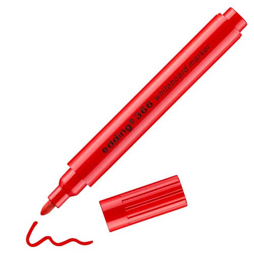 edding 366 whiteboard marker - rot - 1 schlanker Whiteboard-Stift - runde Feder 1 mm - trocken abwischbar - für Whiteboards, Glas, Magnet- und Memoboards von edding