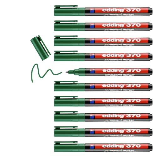 edding 370 Permanentmarker - grün - 10 Stifte - feine Rundspitze 1 mm - wasserfest, schnell-trocknend - Multimarker, Universalstift - für Karton, Kunststoff, Holz, Metall, Glas, Stein, Leinwand edding 370 Permanentmarker - grün - 10 Stifte - feine Rundspitze 1 mm - wasserfest, schnell-trocknend - Multimarker, Universalstift - für Karton, Kunststoff, Holz, Metall, Glas, Stein, Leinwand von edding