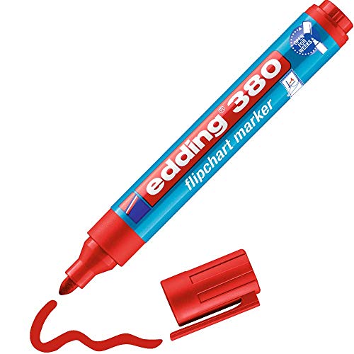 edding 380 Flipchart-Marker - rot - 1 Stift - Rundspitze 1,5-3 mm - Stift zum Schreiben, Zeichnen und Markieren auf Flipcharts - Tinte schlägt nicht durch Papier - trocknet nicht aus - farbintensiv von edding