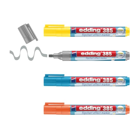 edding 385 Flipchart Effektmarker - 4er-Set - mehrfarbig - flexible Pinselspitze 1-5 mm - Marker zum Hervorheben, Schattieren und Markieren auf Flipchartpapier - blutet nicht aus - trocknet nicht aus edding 385 Flipchart Effektmarker - 4er-Set - mehrfarbig - flexible Pinselspitze 1-5 mm - Marker zum Hervorheben, Schattieren und Markieren auf Flipchartpapier - blutet nicht aus - trocknet nicht aus von edding