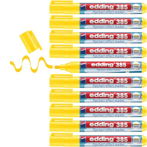 edding 385 Flipchart Effektmarker - gelb - 10er Pack - flexible Pinselspitze 1-5 mm - Marker zum Hervorheben, Schattieren und Markieren auf Flipchartpapier - blutet nicht aus - trocknet nicht aus edding 385 Flipchart Effektmarker - gelb - 10er Pack - flexible Pinselspitze 1-5 mm - Marker zum Hervorheben, Schattieren und Markieren auf Flipchartpapier - blutet nicht aus - trocknet nicht aus von edding