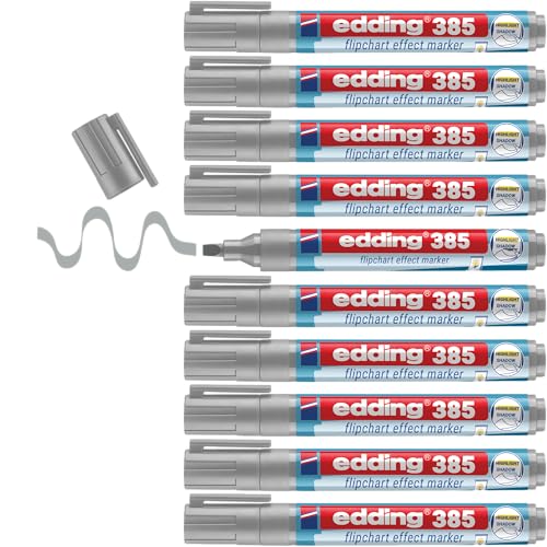 edding 385 Flipchart Effektmarker - silbergrau - 10er Pack - flexible Pinselspitze 1-5mm - Marker zum Hervorheben, Schattieren und Markieren auf Flipchartpapier - blutet nicht aus - trocknet nicht aus edding 385 Flipchart Effektmarker - silbergrau - 10er Pack - flexible Pinselspitze 1-5mm - Marker zum Hervorheben, Schattieren und Markieren auf Flipchartpapier - blutet nicht aus - trocknet nicht aus von edding