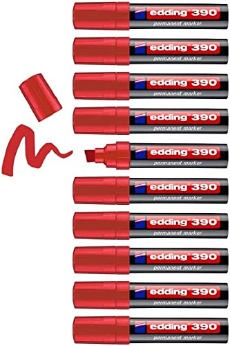 edding 390 Permanentmarker - schwarz - 10 Stifte - dicke Keilspitze 4-12 mm - wasserfest, schnell-trocknend - Multimarker, Universalstift - für Karton, Kunststoff, Holz, Metall, Glas, Stein, Leinwand edding 390 Permanentmarker - schwarz - 10 Stifte - dicke Keilspitze 4-12 mm - wasserfest, schnell-trocknend - Multimarker, Universalstift - für Karton, Kunststoff, Holz, Metall, Glas, Stein, Leinwand von edding