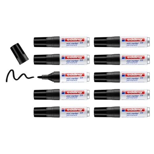 edding 0.5 mini Permanentmarker - schwarz - 10 Stifte - feine Rund-Spitze 1 mm - wasserfest, schnell-trocknend - wischfest - Mini-Marker für Karton, Kunststoff, Holz, Metall, Stein, Leinwand edding 0.5 mini Permanentmarker - schwarz - 10 Stifte - feine Rund-Spitze 1 mm - wasserfest, schnell-trocknend - wischfest - Mini-Marker für Karton, Kunststoff, Holz, Metall, Stein, Leinwand von edding