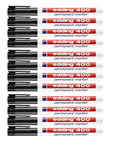 edding 400 Permanentmarker (konische Spitze) (12er Pack, Schwarz) von edding