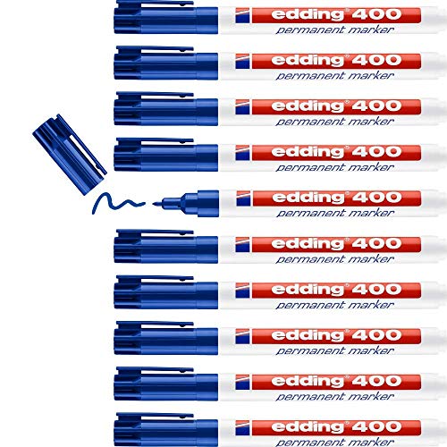 edding 400 Permanentmarker - blau - 10 Stifte - feine Rundspitze 1 mm - wasserfest, schnell-trocknend - wischfest - für Karton, Kunststoff, Holz, Metall, Glas edding 400 Permanentmarker - blau - 10 Stifte - feine Rundspitze 1 mm - wasserfest, schnell-trocknend - wischfest - für Karton, Kunststoff, Holz, Metall, Glas von edding