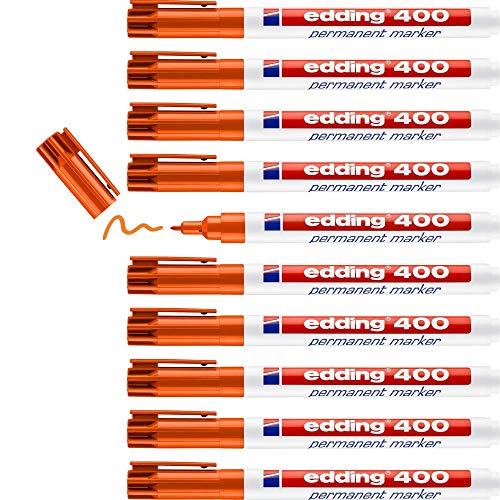 edding 400 Permanentmarker - orange - 10 Stifte - feine Rundspitze 1 mm - wasserfest, schnell-trocknend - wischfest - für Karton, Kunststoff, Holz, Metall, Glas edding 400 Permanentmarker - orange - 10 Stifte - feine Rundspitze 1 mm - wasserfest, schnell-trocknend - wischfest - für Karton, Kunststoff, Holz, Metall, Glas von edding