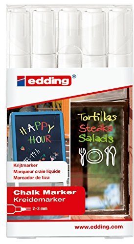 edding 4095 Chalk Marker Bullet Tip 2-3mm Line White (Pack 5) von edding