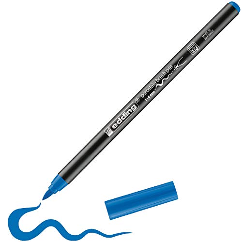 edding 4200 Porzellanpinselstift - hell-blau - 1 Stift - Pinselspitze 1-4 mm - Filzstift zum Beschriften u. Dekorieren von Keramik, Porzellan - spülmaschinenfest, lichtechte Tinte, schnell trocknend von edding