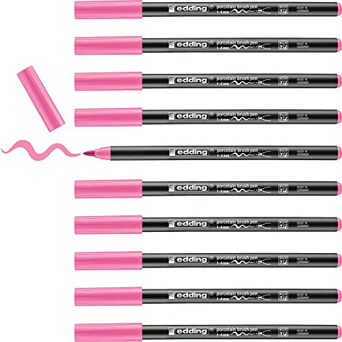 edding 4200 Porzellanpinselstift - pink - 10 Stifte - Pinselspitze 1-4 mm - Filzstift zum Beschriften u. Dekorieren von Keramik, Porzellan - spülmaschinenfest, lichtechte Tinte, schnell trocknend edding 4200 Porzellanpinselstift - pink - 10 Stifte - Pinselspitze 1-4 mm - Filzstift zum Beschriften u. Dekorieren von Keramik, Porzellan - spülmaschinenfest, lichtechte Tinte, schnell trocknend von edding
