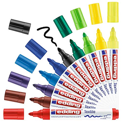 edding 4500 Textilmarker - 10 Farben im Set (Basic) - Rundspitze 2-3 mm - Textilstifte waschmaschinenfest (60 °C) zum Stoff bemalen - Stoffmalstift von edding